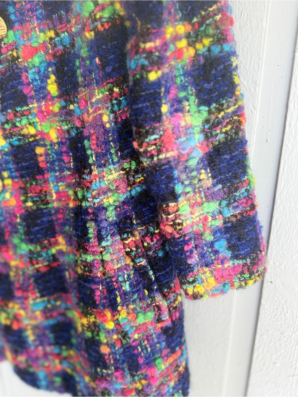 Anne Klein Multicolor Boucle Tweed Blazer gold buttons chanel style size 4 - Picture 6 of 11